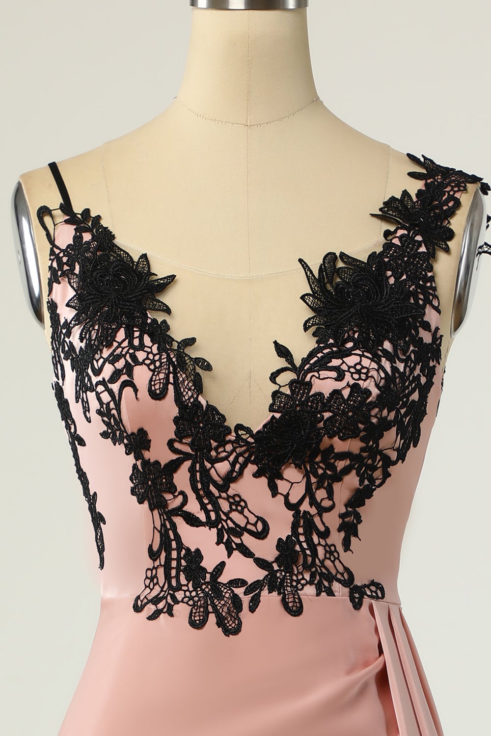 Pudrowy Róż Sukienka Koktajlowa z Koronki