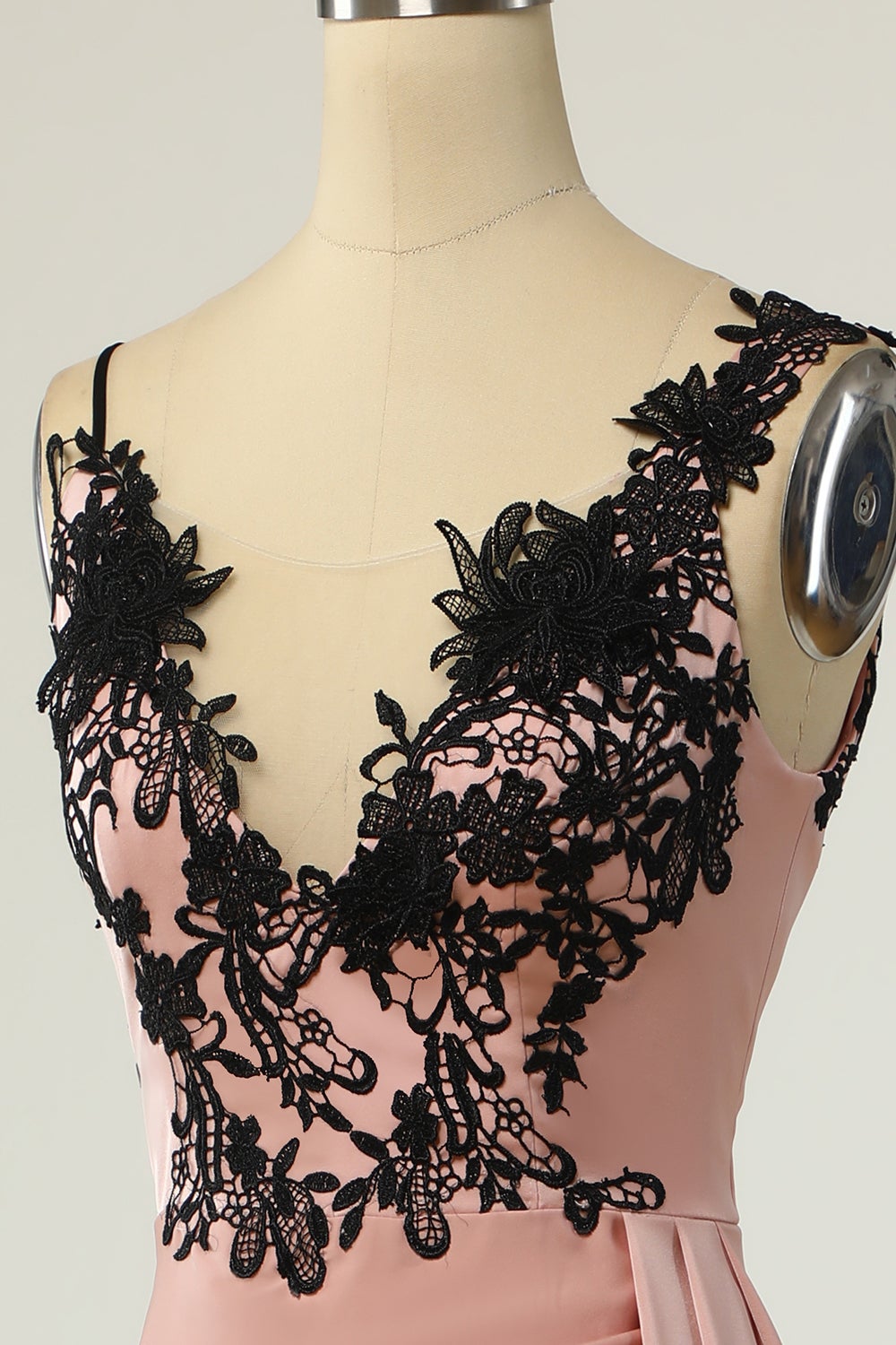 Pudrowy Róż Sukienka Koktajlowa z Koronki