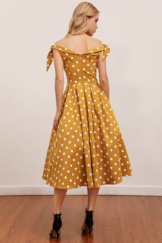 Żółta polka kropki vintage sukienka