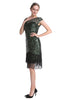 Załaduj obraz do przeglądarki galerii, Ciemnozielony cekin 1920 sukienka