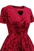 Załaduj obraz do przeglądarki galerii, Bordowy krótki rękaw Velvet Party Dress