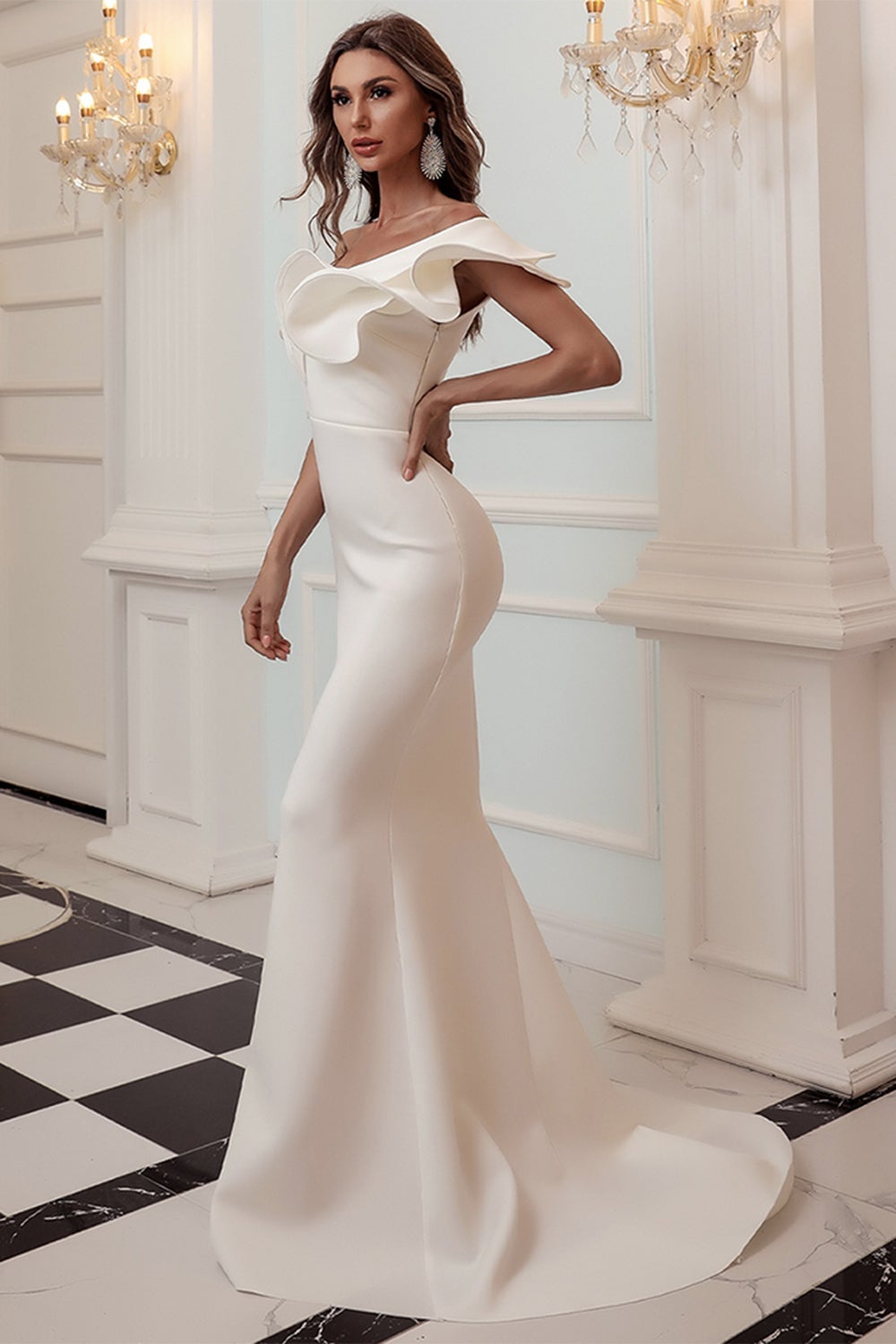 Syrenka Bordowa Sukienka na Studniówkę Na Jedno Ramię