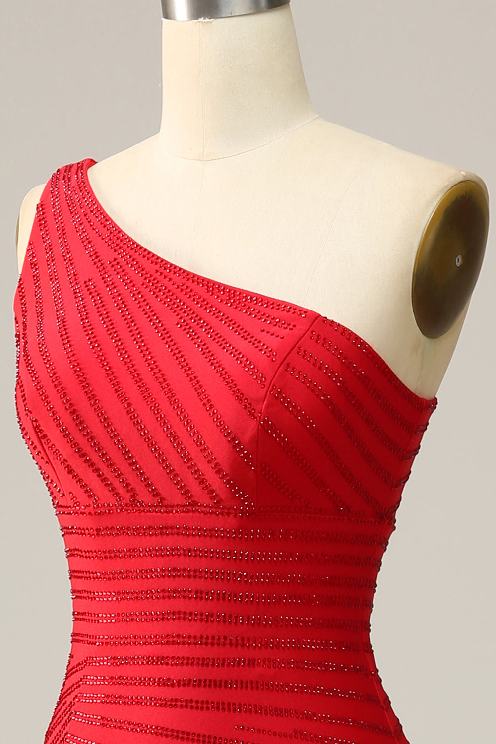 Syrena Czerwona Długa Sukienka Na Studniówkę Na Jedno Ramię Z Frezowaniem