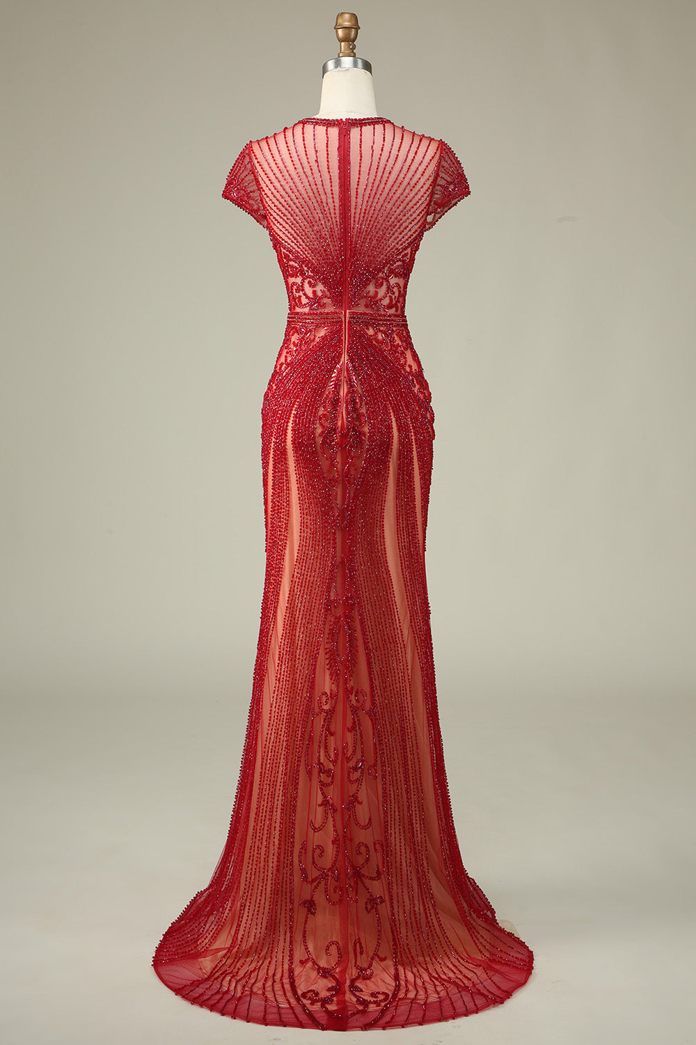 Luksusowa Syrenka Z Dekoltem W Szampana Z Koralikami