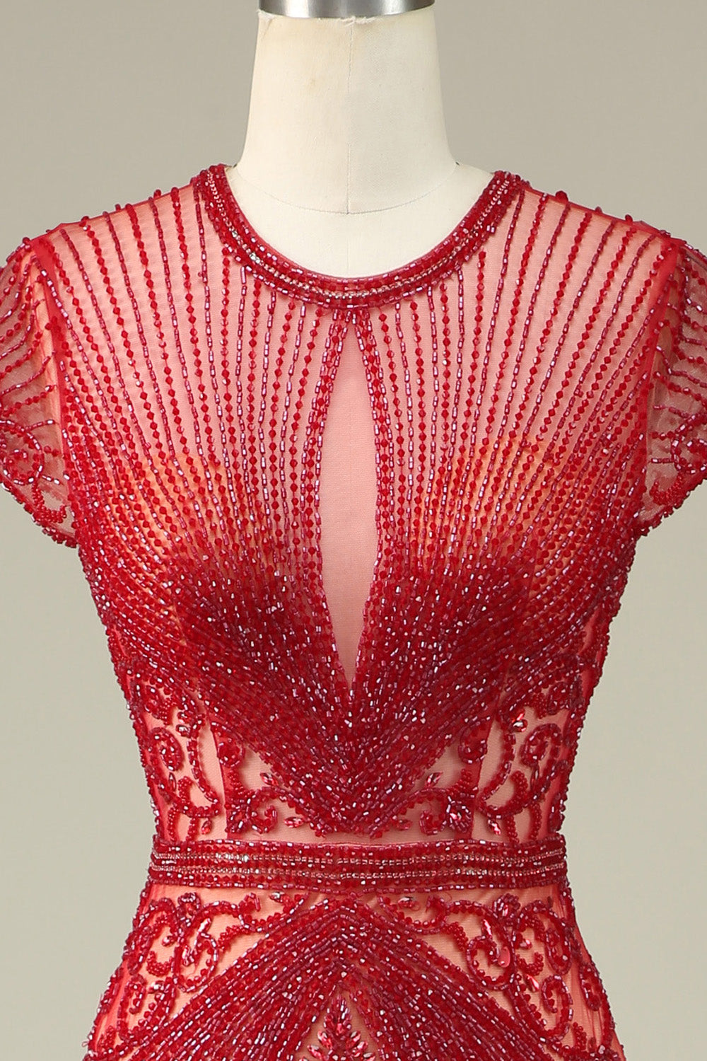 Luksusowa Syrenka Z Dekoltem W Szampana Z Koralikami