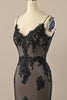 Załaduj obraz do przeglądarki galerii, Czarna Cienkich Ramiączkach Długie Sukienka Syrenka Na Studniówke z Koronki
