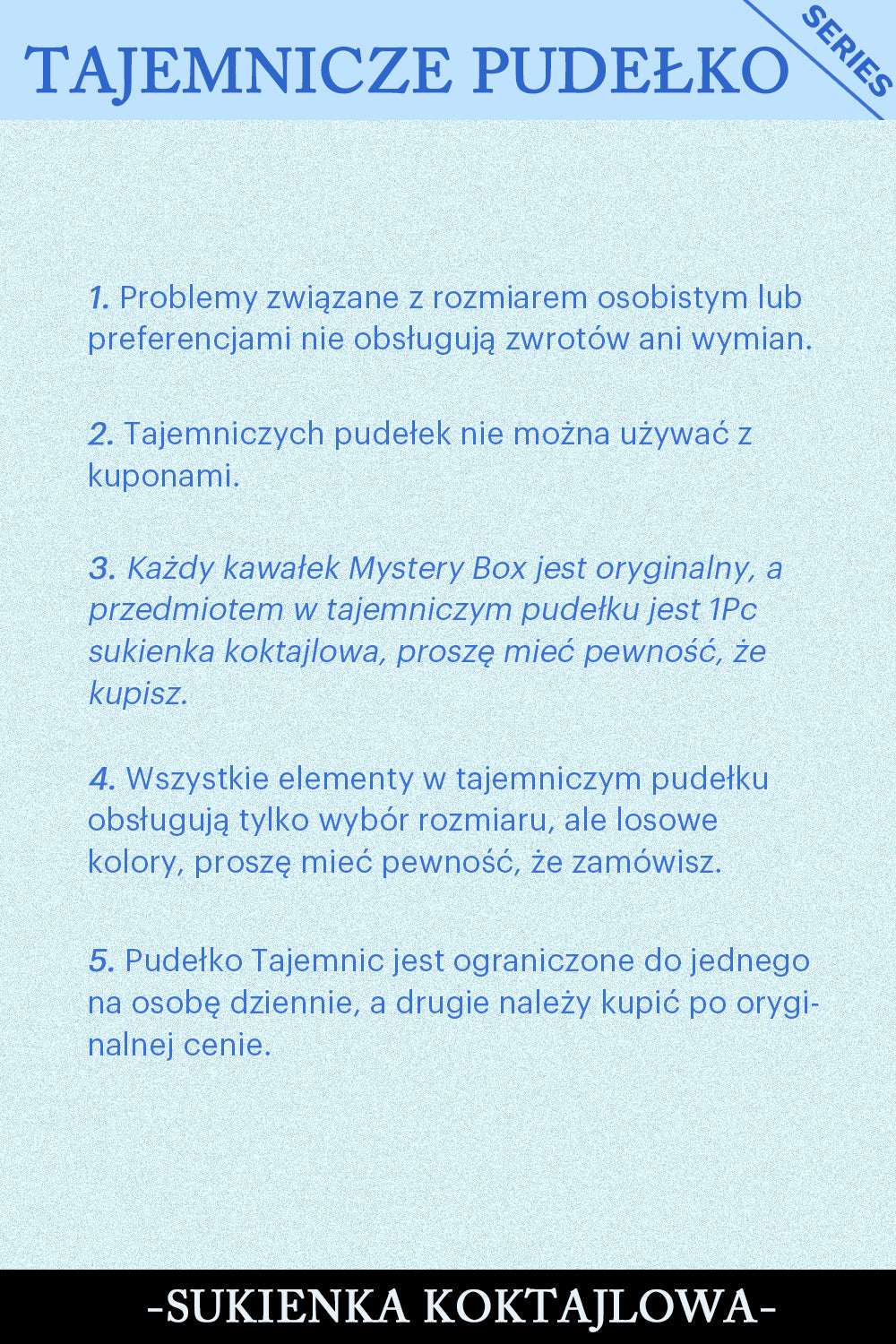 ZAPAKA TAJEMNICZE PUDEŁKO z 1Pc Sukienka Koktajlowa