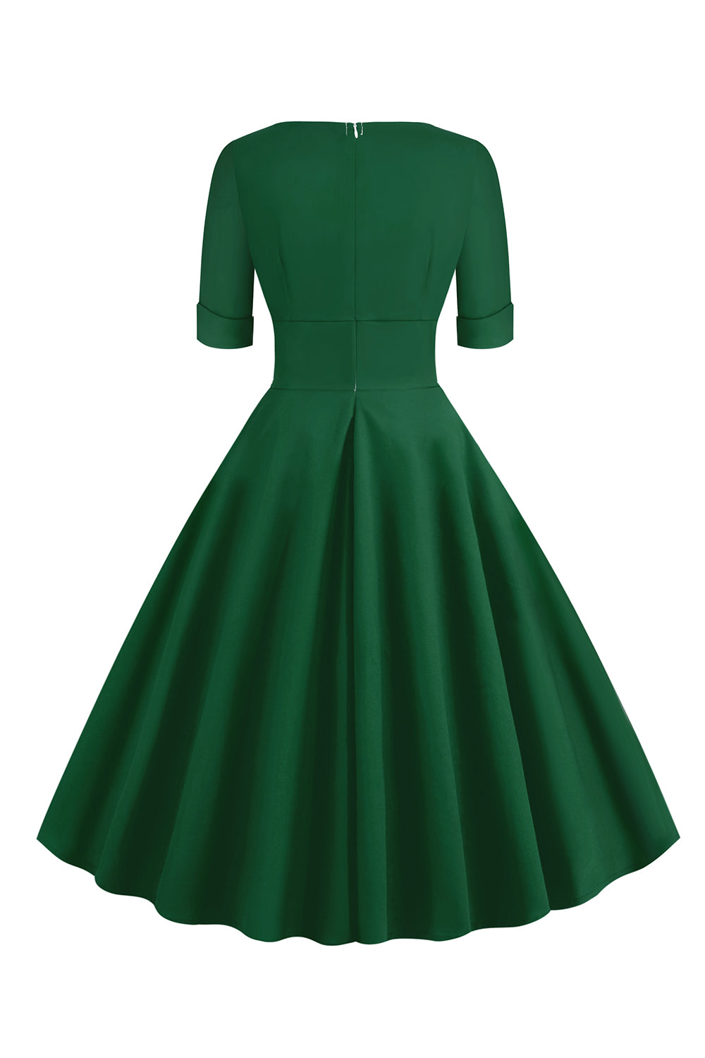 Zielony dekolt w serek z krótkim rękawem 1950s Swing Dress