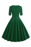 Zielony dekolt w serek z krótkim rękawem 1950s Swing Dress