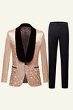Szampan Żakardowy Szal Lapel 2 Piece Męskie Garnitury Formalne