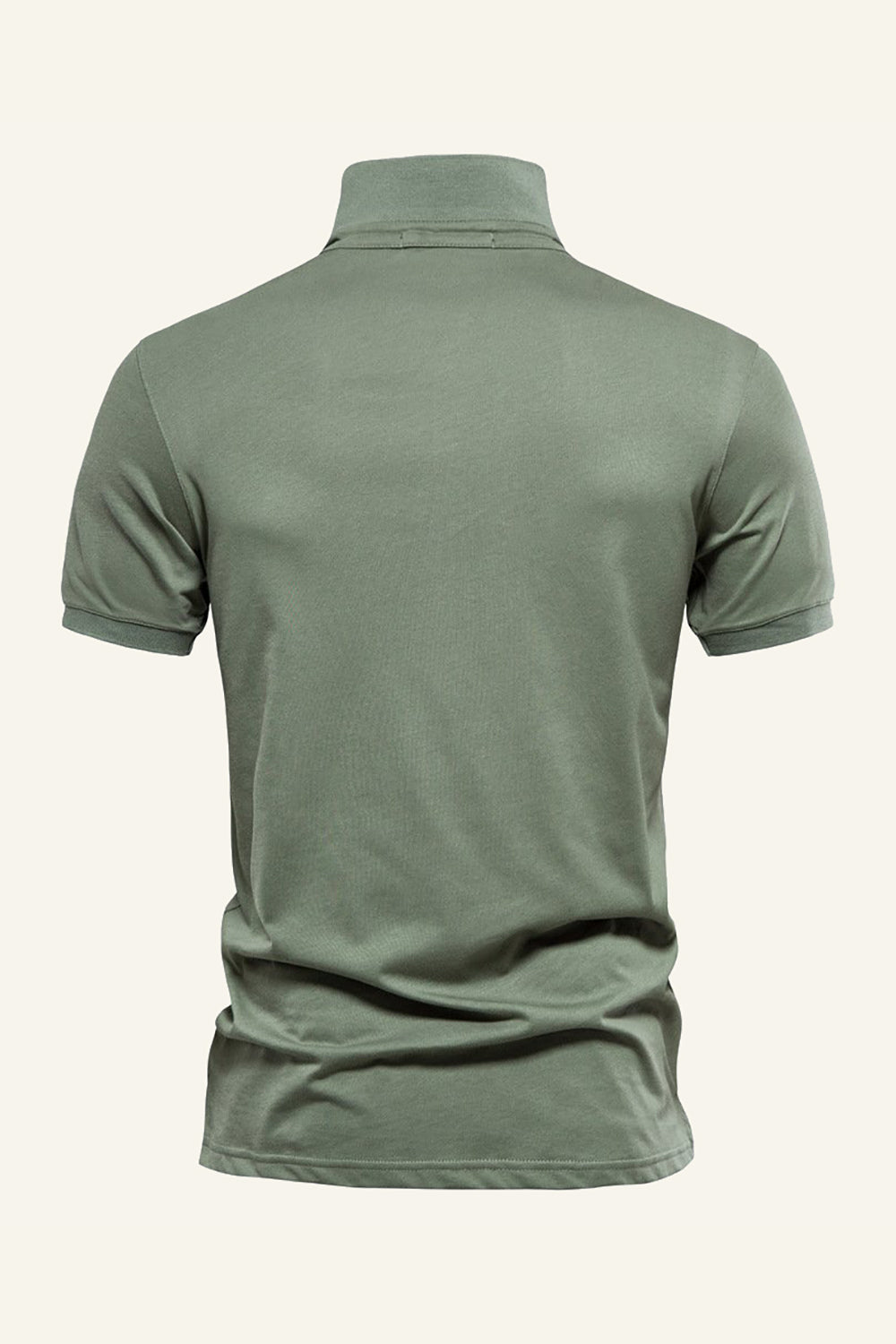 Klasyczna Szaro-zielona Męska Koszulka Polo Regular Fit Z Kołnierzykiem