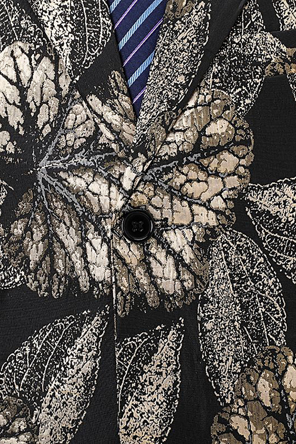 Czarna I Złota żakardowa Marynarka Męska Z Karbem