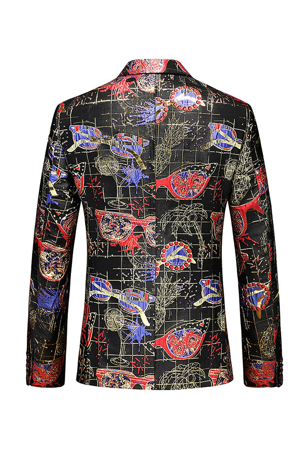 Męskie czerwone drukowane klapy szczytowe 2-częściowe garnitury Homecoming