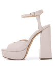 Sandały na platformie z paskiem na kostce z kości z kości słoniowej Ivory Chunky Heeled