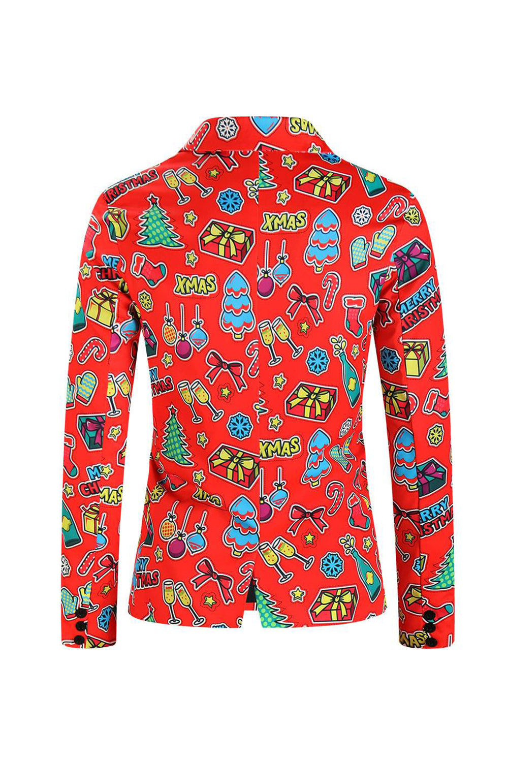 Męskie Zielone Świąteczne Garnitury Z Nadrukiem 3-Częściowe Na Jeden Guzik