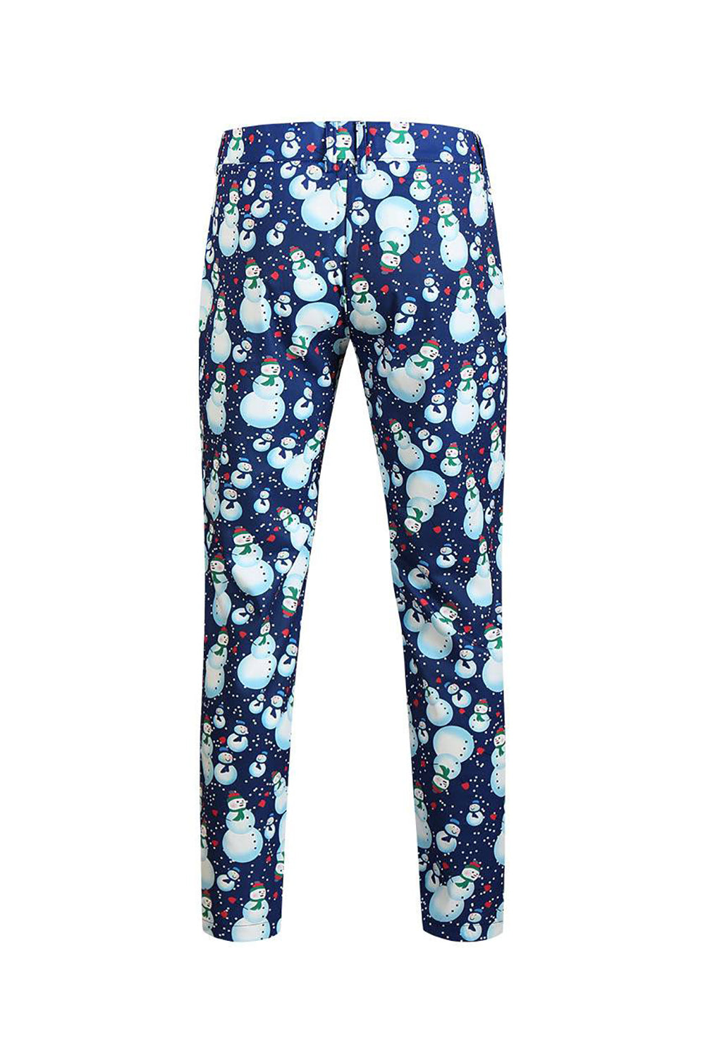 Klapy Z Karbem Pojedynczy Przycisk Niebieskie Garnitury Męskie Z Nadrukiem Bałwana