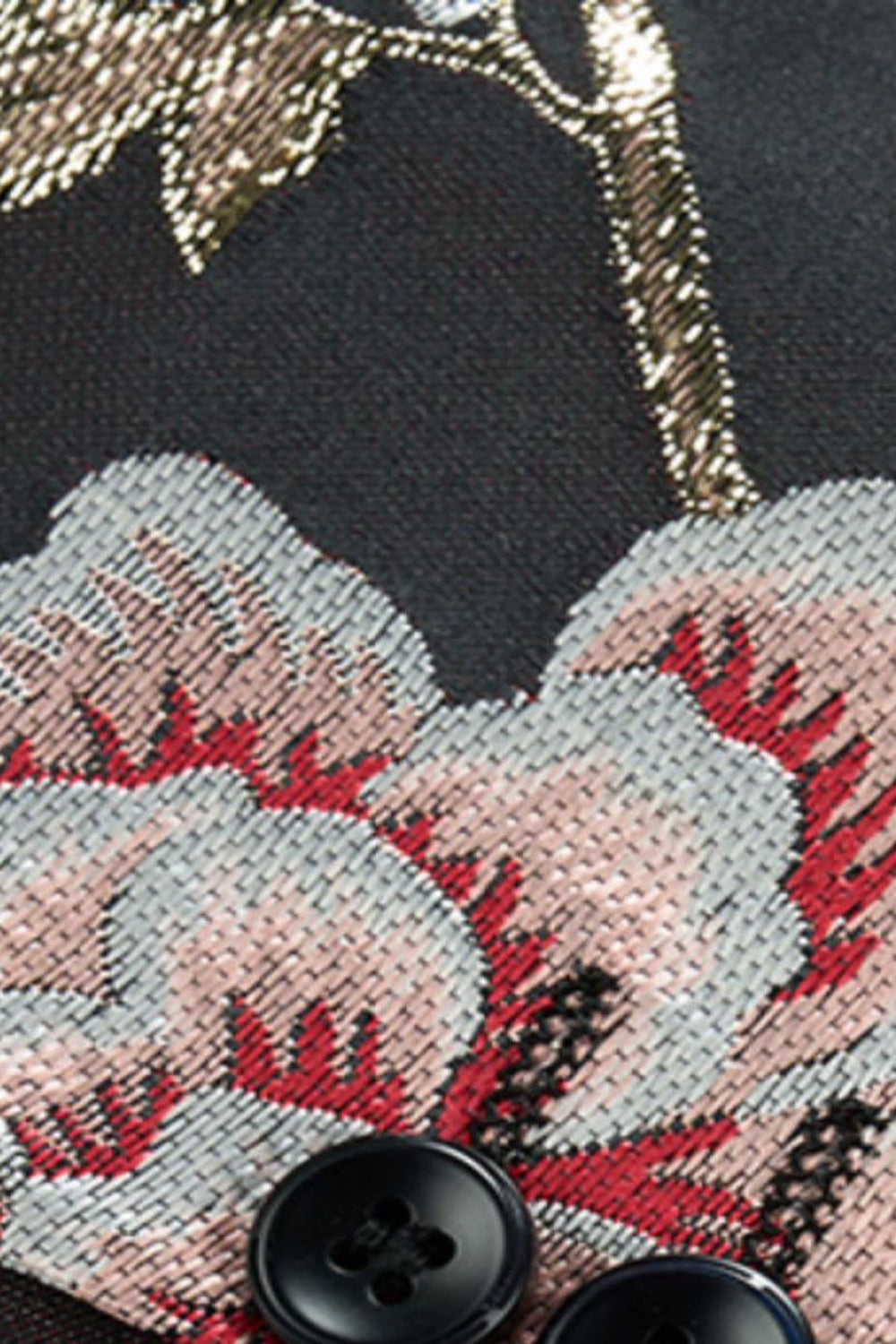 Czarna Kwiatowy Nadruk Klapa Z Wycięciem Męska Marynarka