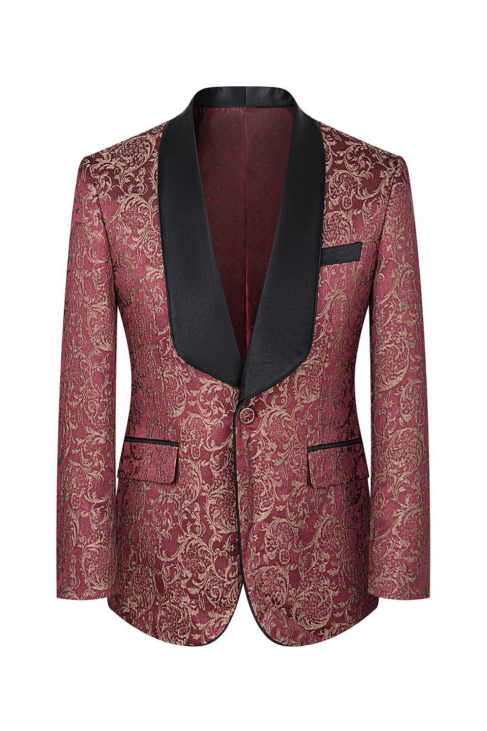 Złote 3-Częściowe Szalowe Klapy Męskie Garnitury