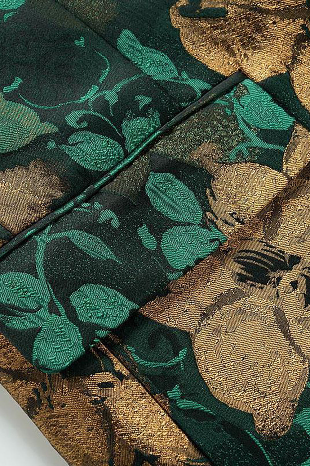 Zielona żakardowa marynarka męska z klapami na studniówkę