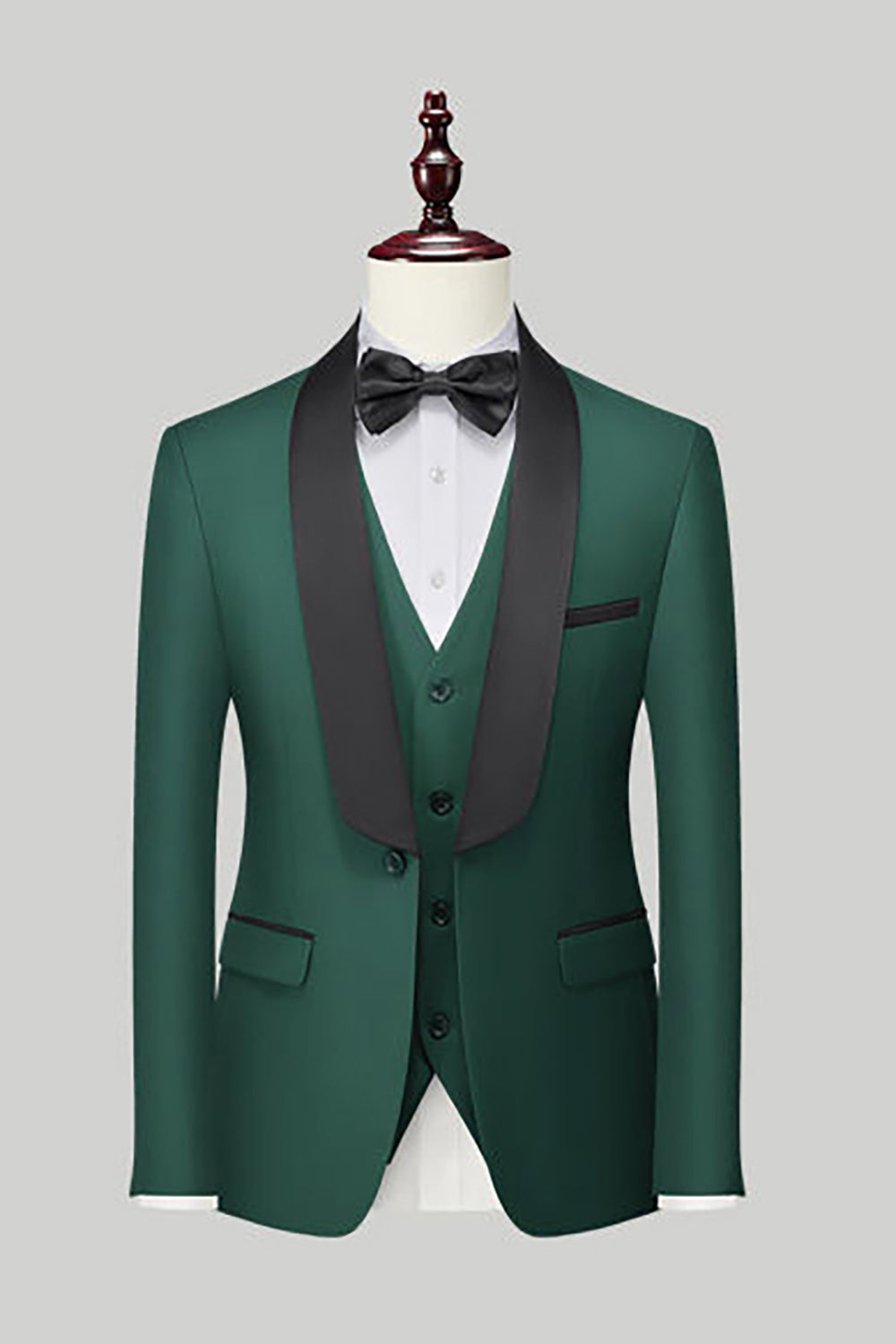 Czarne 3-częściowe szalowe klapy męskie garnitury