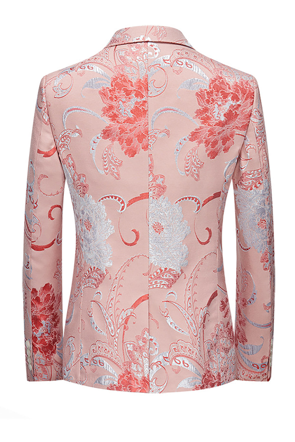 Jasnoróżowe Żakardowe 2-Częściowe Męskie Garnitury Balowe Z Karbowanymi Klapami