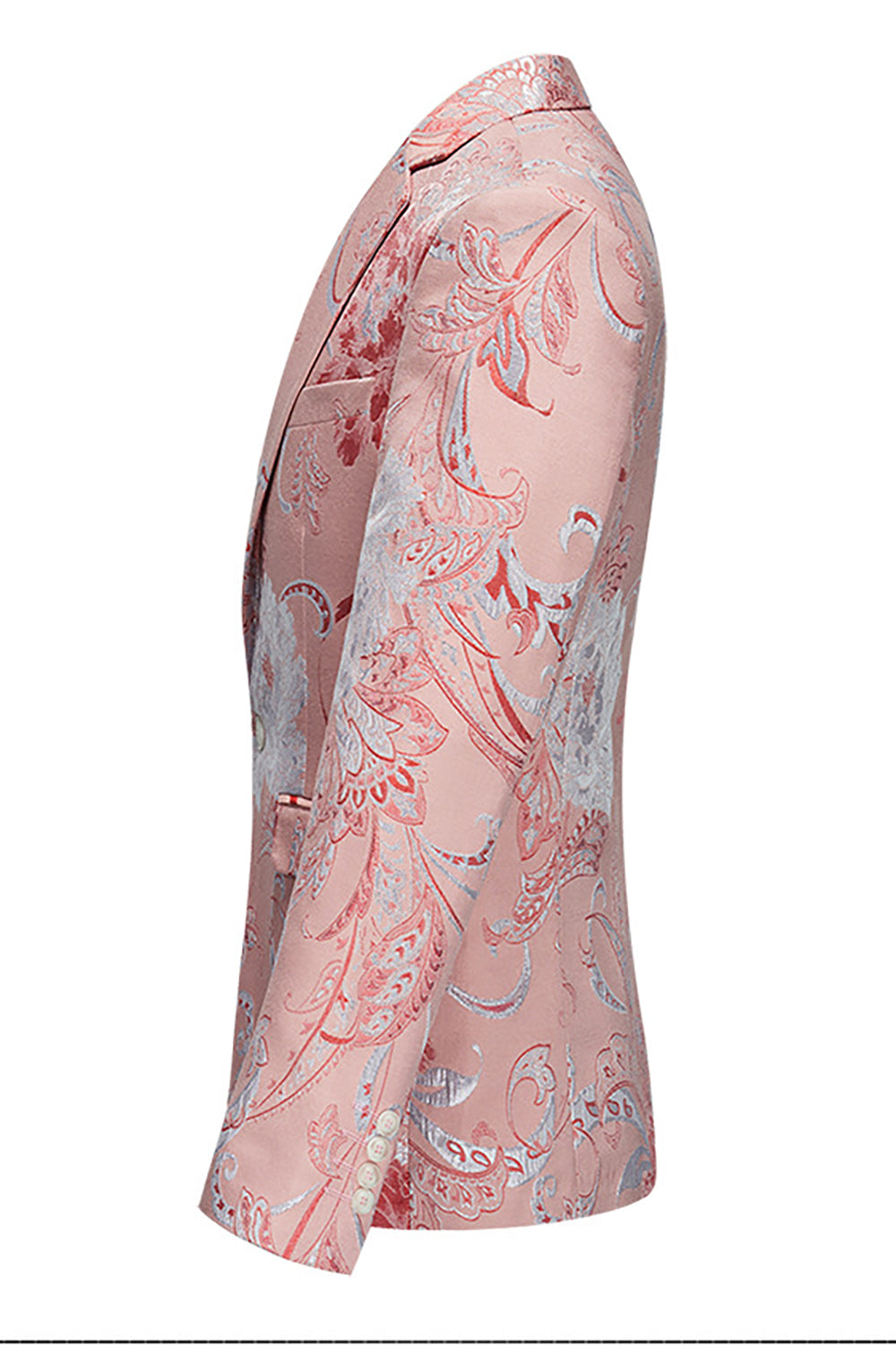 Jasnoróżowe Żakardowe 2-Częściowe Męskie Garnitury Balowe Z Karbowanymi Klapami