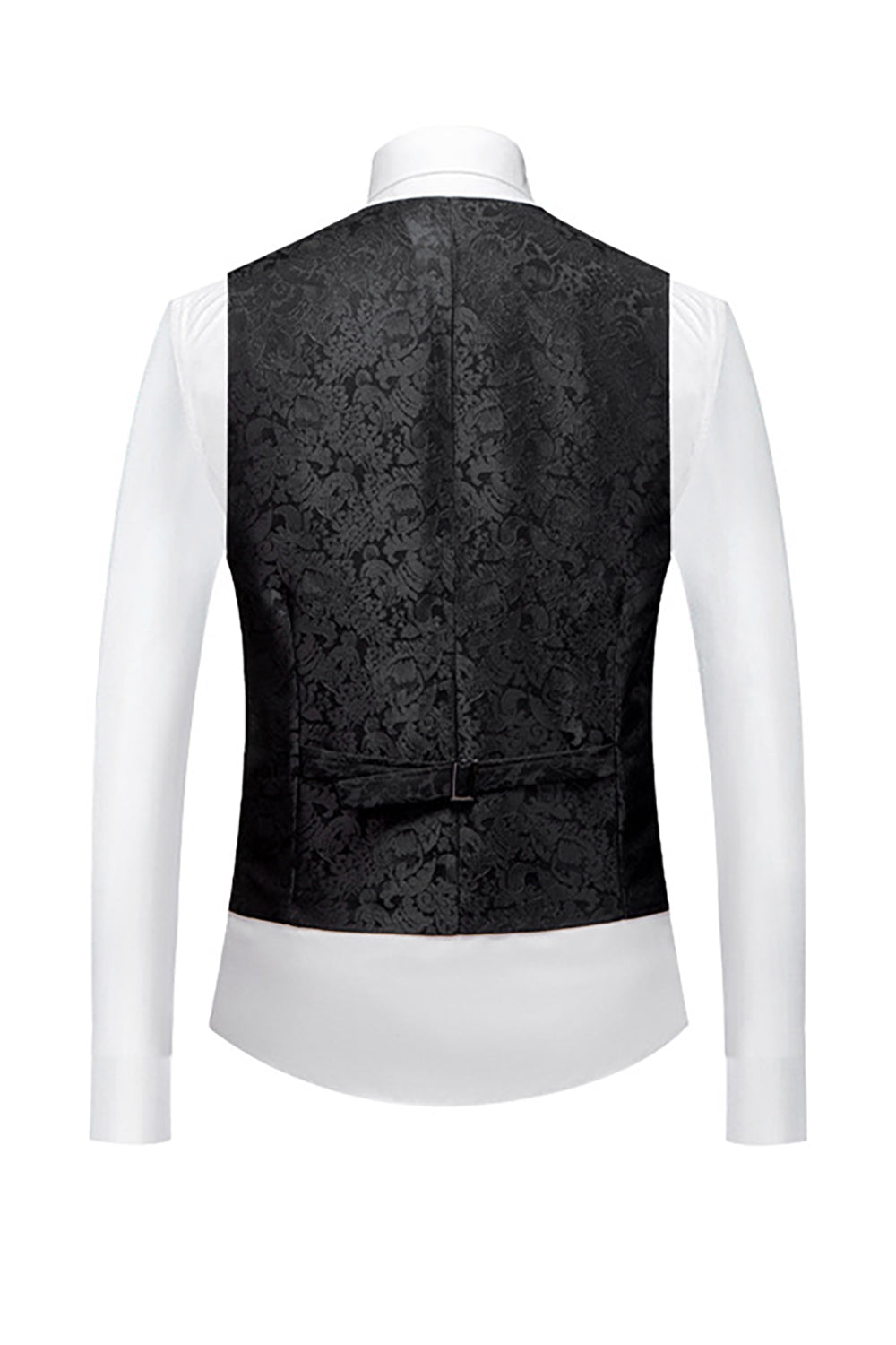 Czarne 3-częściowe żakardowe szale z klapami męskie garnitury na studniówkę