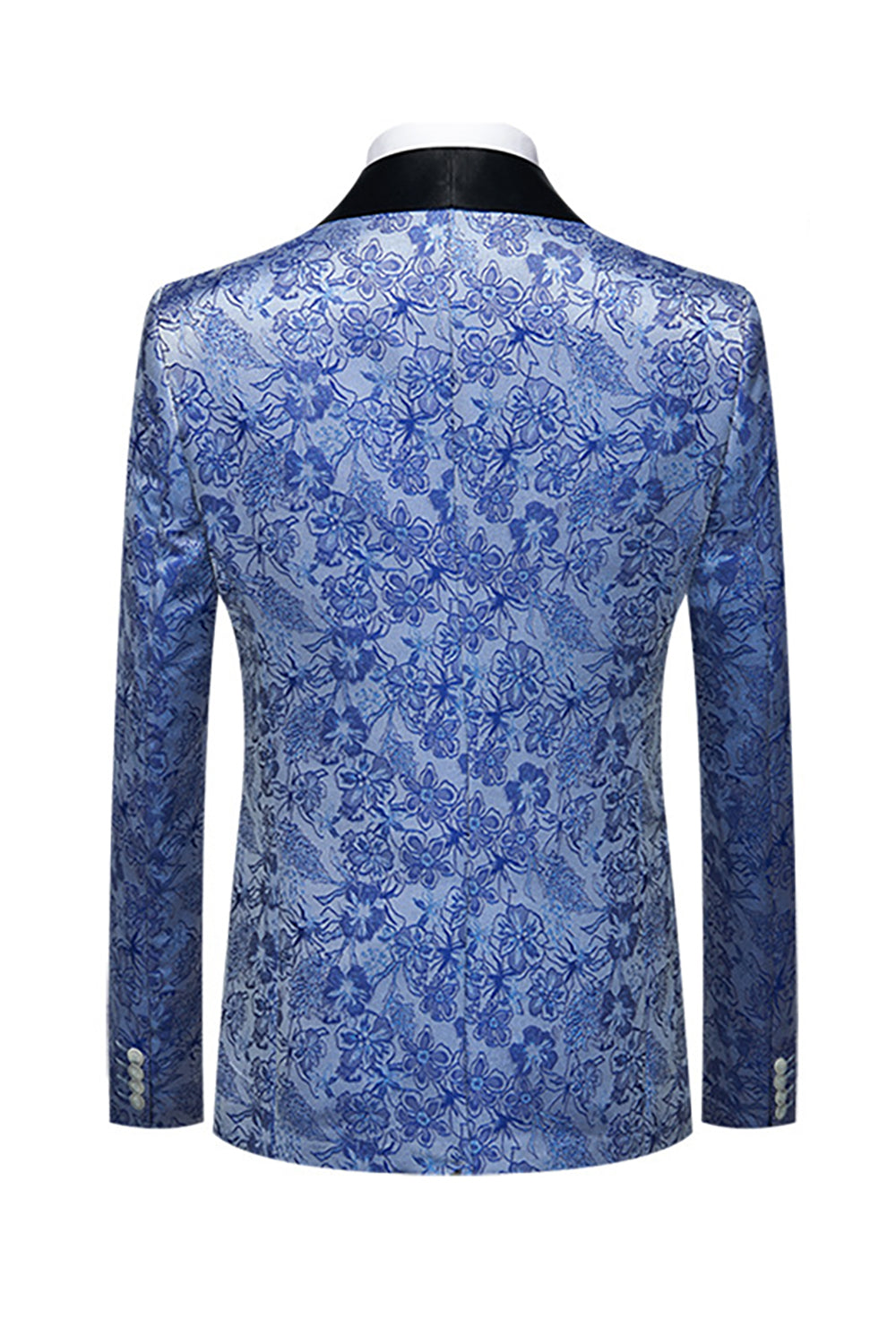 Jasnoniebieskie żakardowe klapy 3-częściowe męskie garnitury na studniówkę