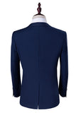 Granatowe 3 sztuki Slim Fit Casual Smokingowe garnitury