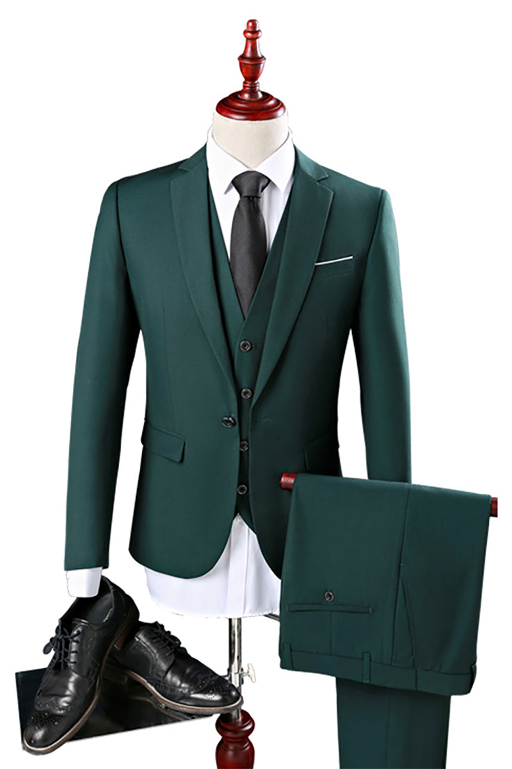 Granatowe 3 sztuki Slim Fit Casual Smokingowe garnitury