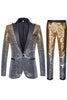 Załaduj obraz do przeglądarki galerii, Ombre Cekiny Fioletowe męskie 2-częściowe Slim Fit Notched Lapel Homecoming Suits