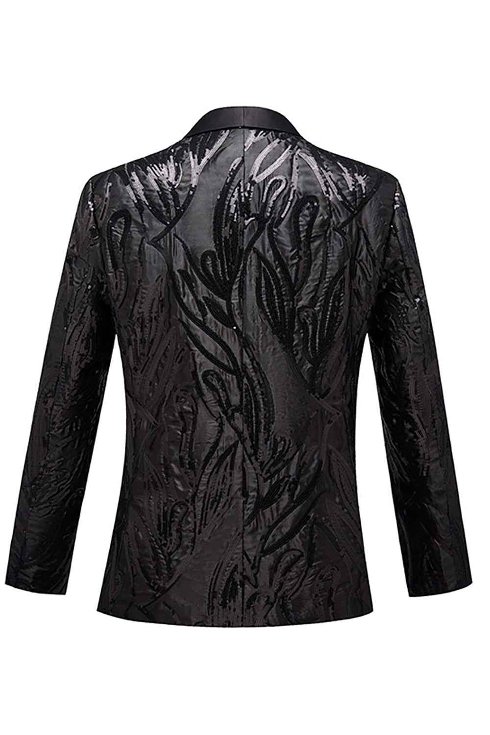 Czarna żakardowa marynarka męska z jednym guzikiem