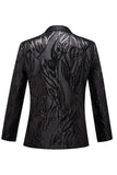 Czarna żakardowa marynarka męska z jednym guzikiem