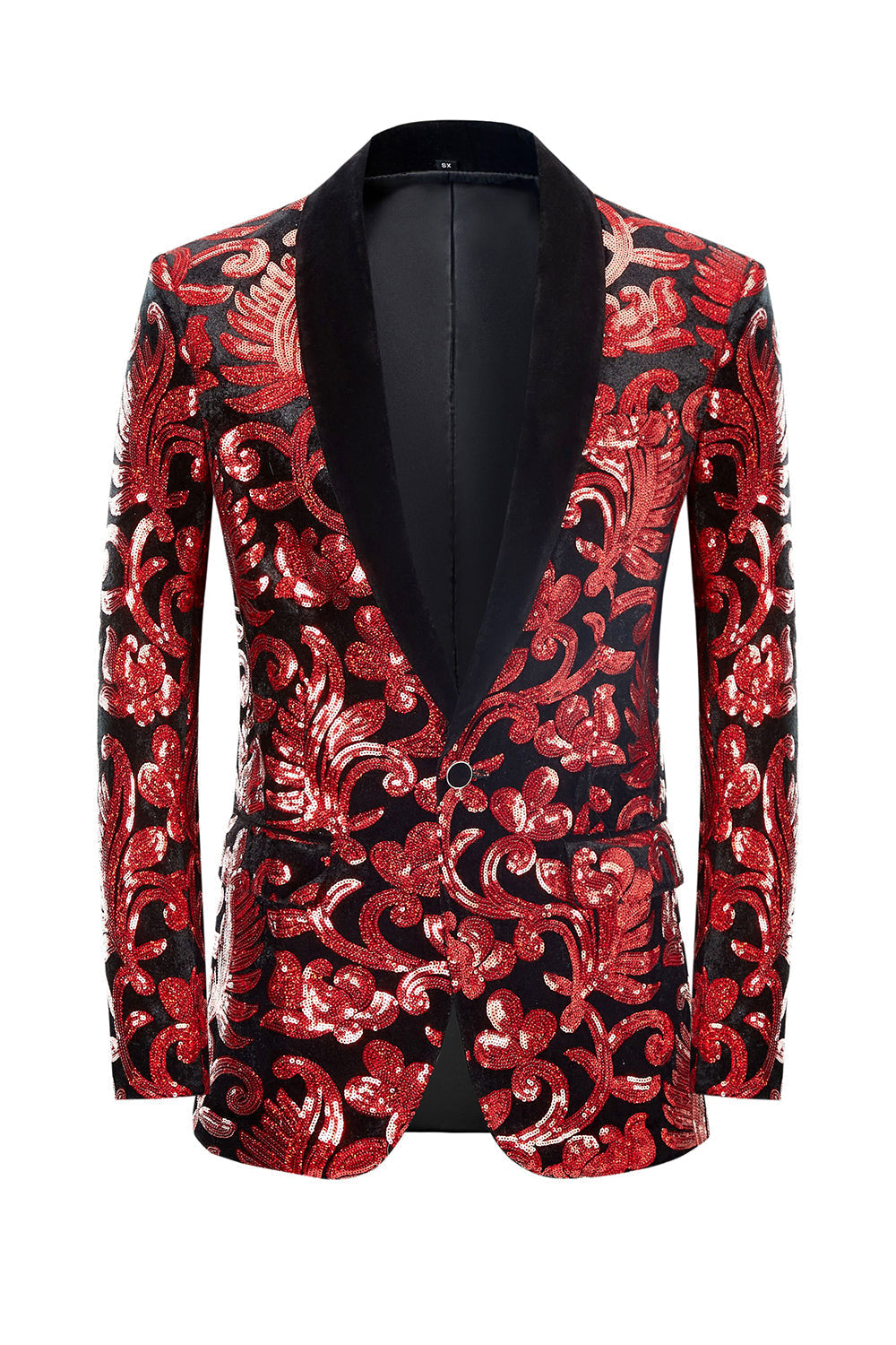 Czerwone cekiny Floral Pattern Męskie garnitury 2 sztuki