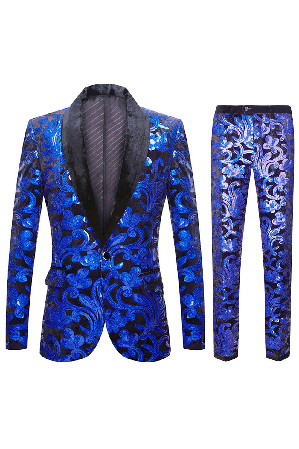 Czerwone cekiny Floral Pattern Męskie garnitury 2 sztuki