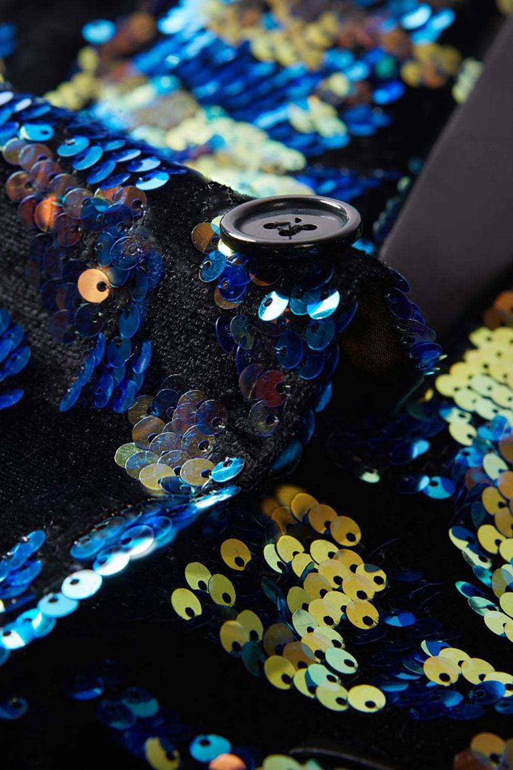 Błyszczące ciemnoniebieskie cekiny Męska marynarka