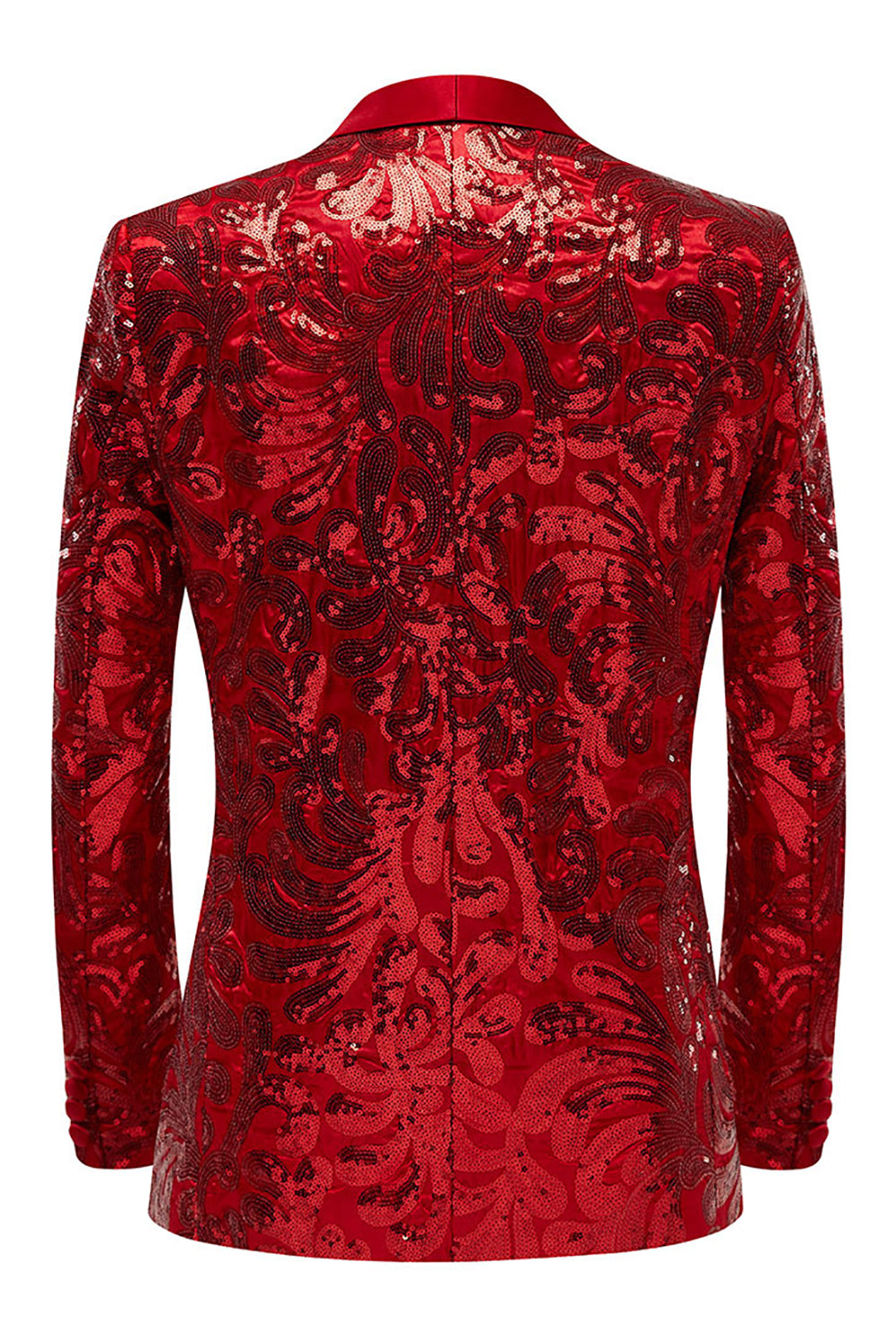 Brokatowe czerwone cekiny Męska marynarka