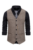 V Neck Single Breasted Męska Szara Kamizelka Casual