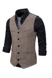 V Neck Single Breasted Męska Szara Kamizelka Casual