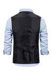 V Neck Single Breasted Męska Szara Kamizelka Casual