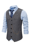 V Neck Single Breasted Męska Szara Kamizelka Casual