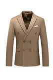 Khaki Double Breasted Notched Lapel 3-częściowe garnitury męskie
