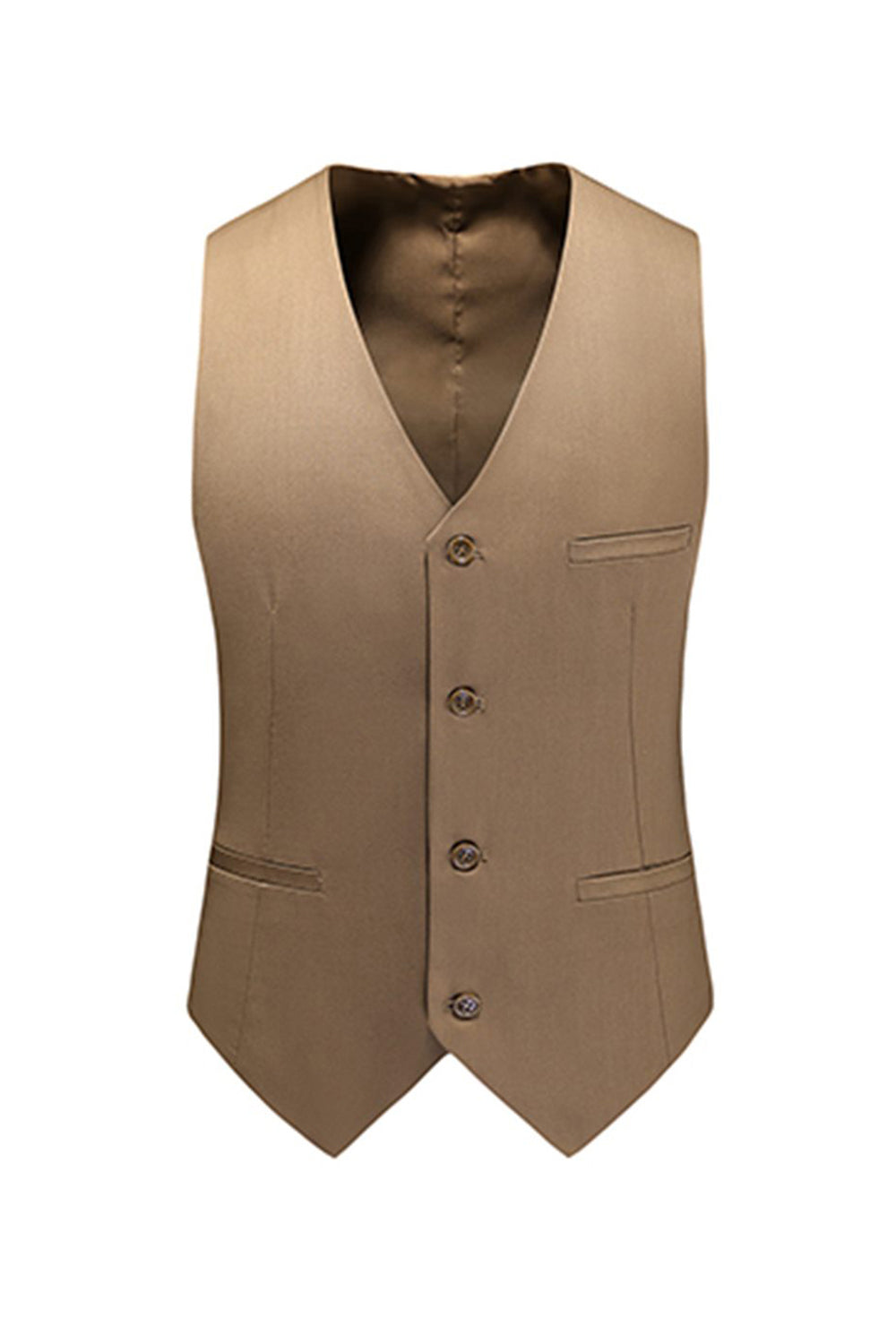 Khaki Double Breasted Notched Lapel 3-częściowe garnitury męskie