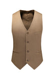 Khaki Double Breasted Notched Lapel 3-częściowe garnitury męskie