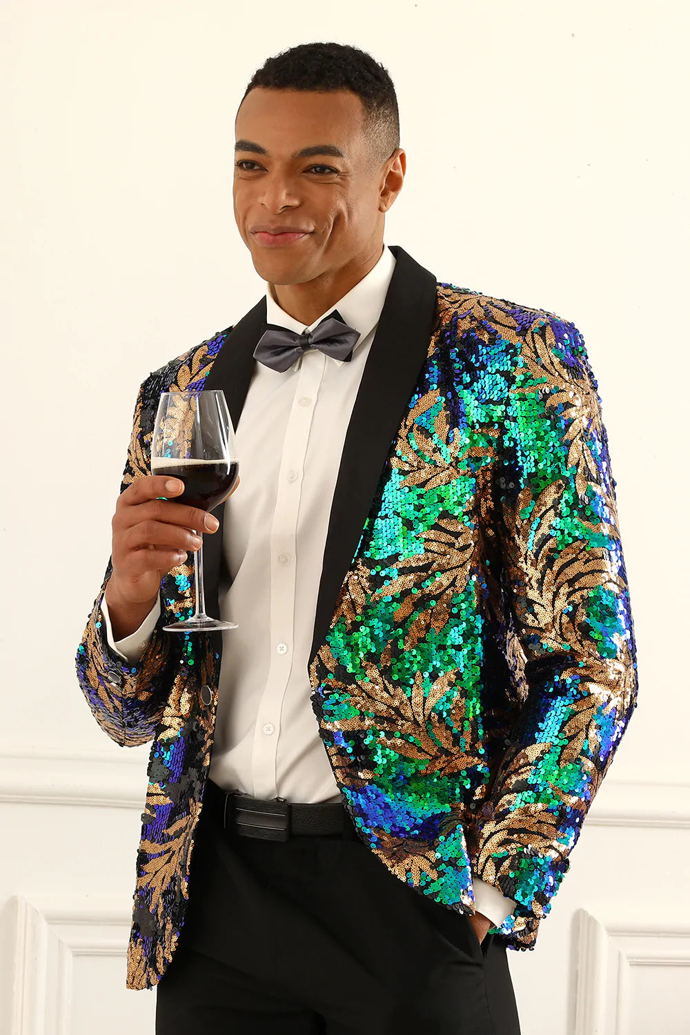 Błyszcząca Ciemnozielona Cekiny Marynarka Męska Na Studniówkę