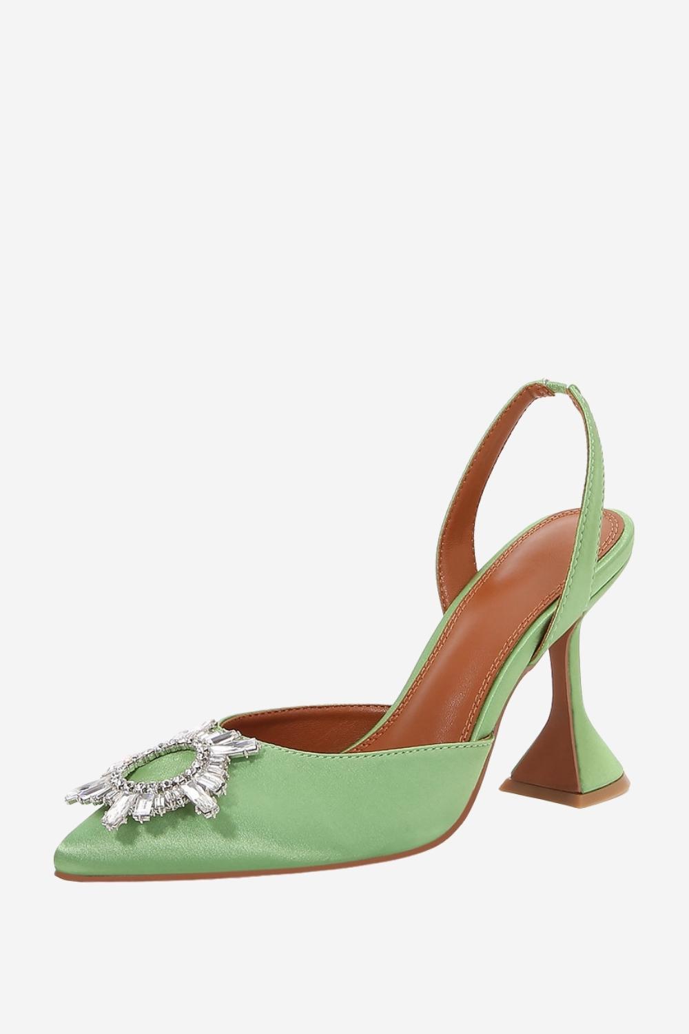 Rhinestone Pointed Toe Sandały Stiletto