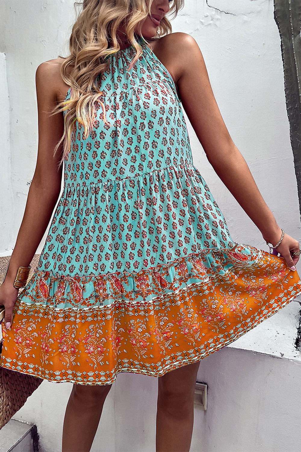 Zielone Dekolt Halter Sukienki Letnie Boho