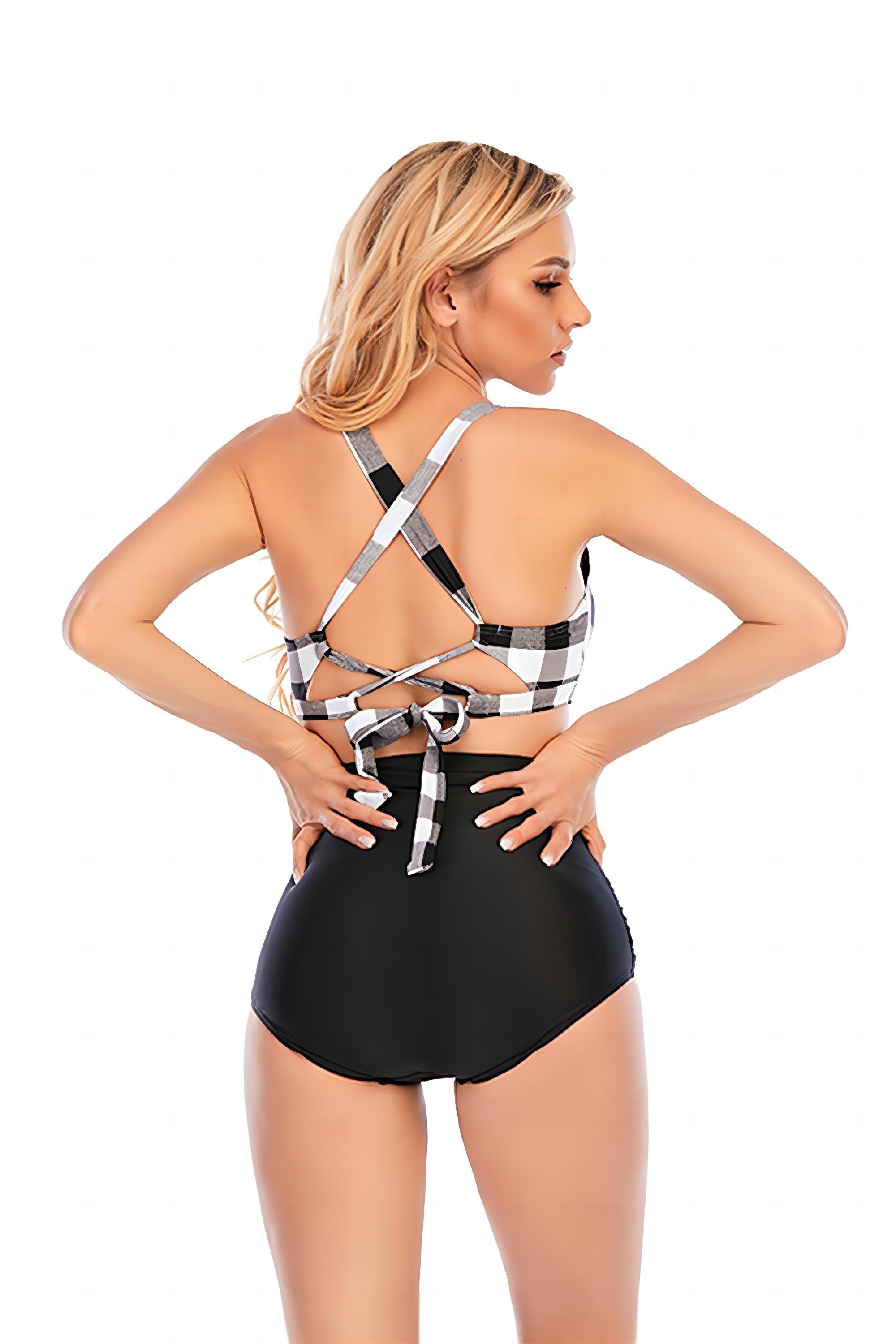 Plaid Halter Dwuczęściowe stroje kąpielowe