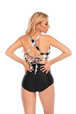 Plaid Halter Dwuczęściowe stroje kąpielowe