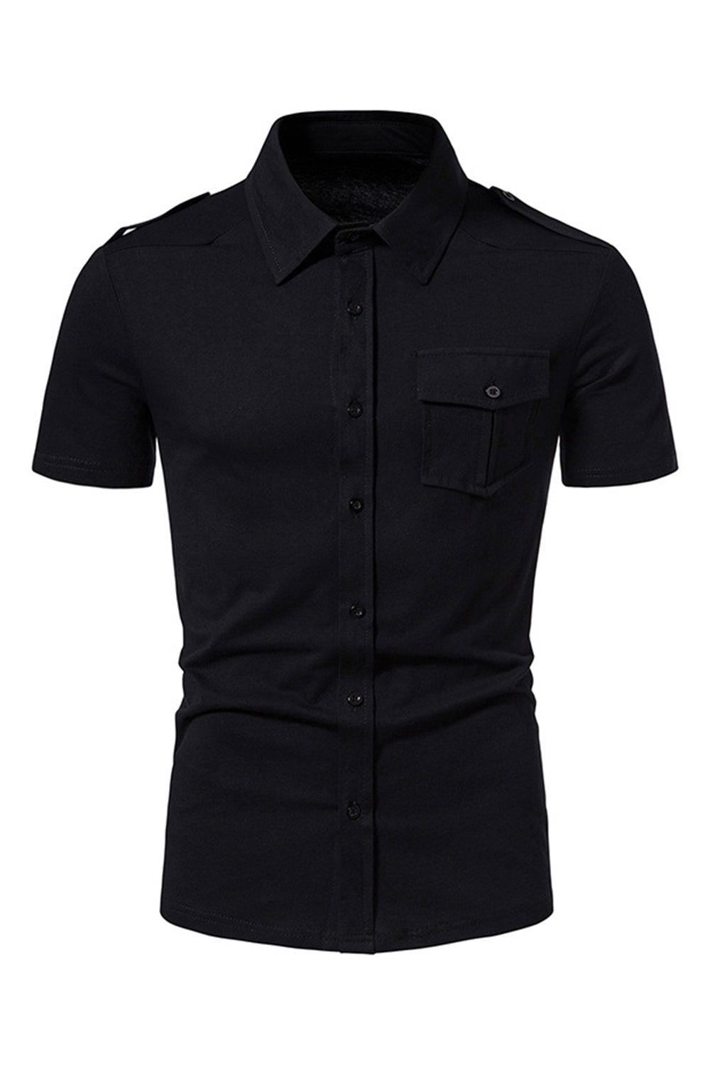 Czarne bluzki z krótkim rękawem Slim Fit dla mężczyzn